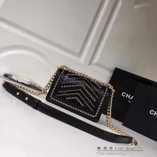香奈兒CHANELCHANE2018FW款皺紋小牛皮單肩斜挎鏈條包 DSC2025